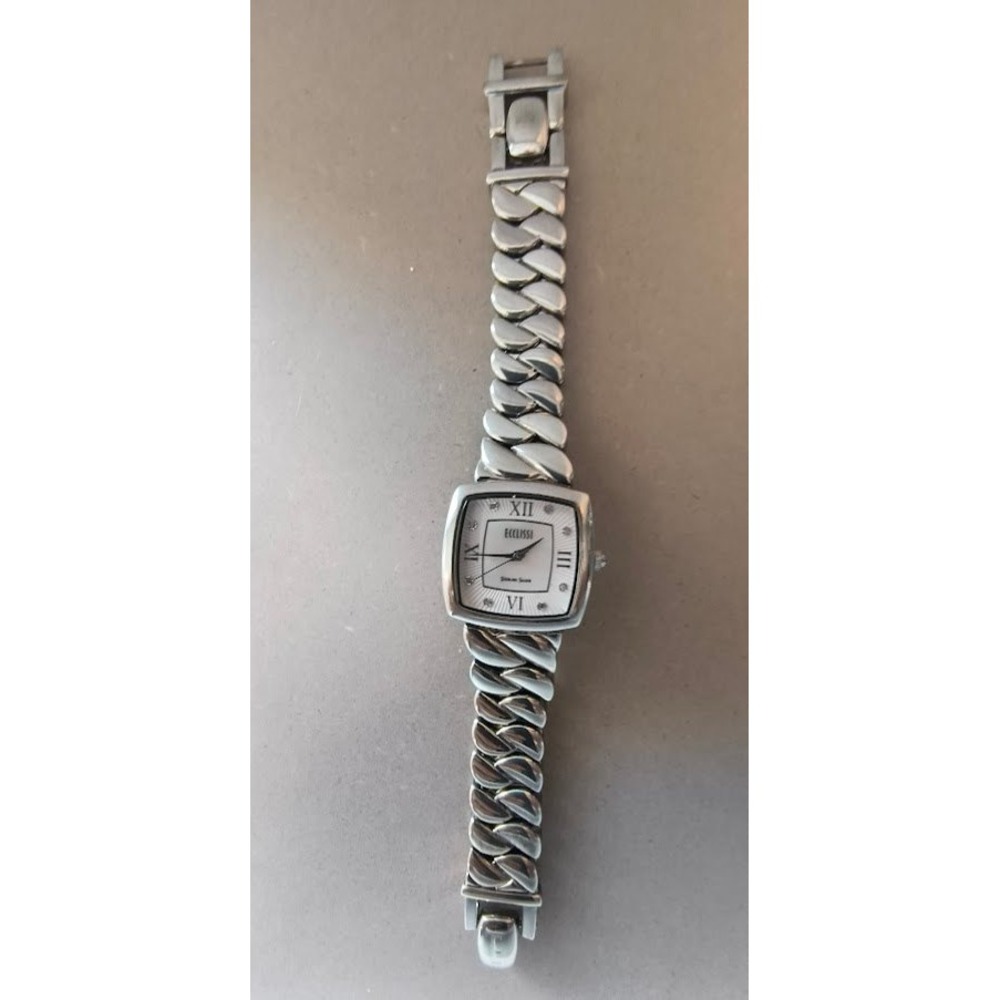 Ecclissi Diamond Ladies Sterling Silver Roman Numeral Square Face Quartz Watch - Picture 4 of 7
